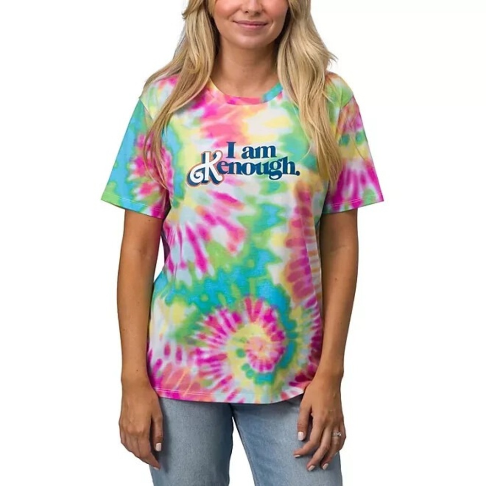Barbie Ken I Am Kenough Tie Dye T-Shirt Womens Small Multicolor Short Sleeve
